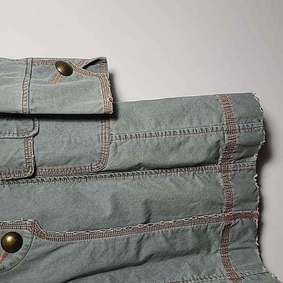 PAPARAZZI Vintage Mid Length 100% Cotton Distressed Jacket w/ Buttons Size Small - Picture 2 of 16